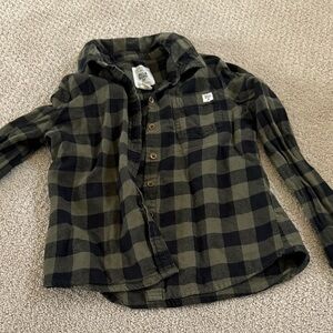 Billabong Kids Checkered Button-Down Shirt - Black and Olive
